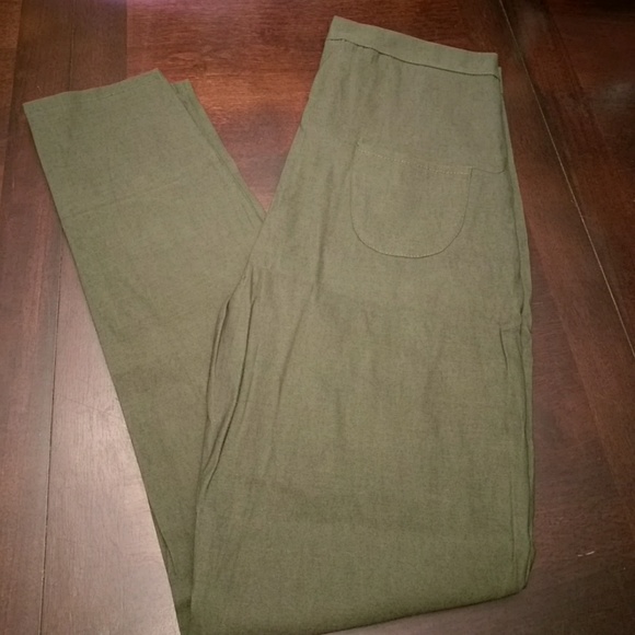 Olive High Waist Trousers - Picture 4 of 6